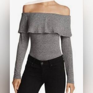 BARDOT Off The Shoulder Gray Bodysuit